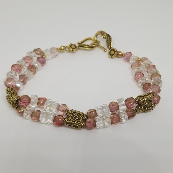 Clear & Light Purple Glass Beaded Costume Bracelet - Picture 4 of 5